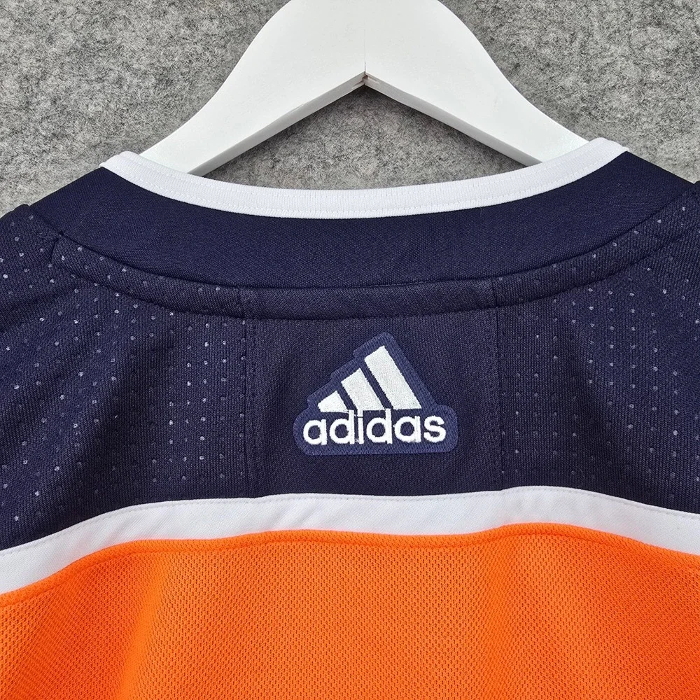 Adidas Edmonton Oilers NHL Jersey Mens 44 Orange Primegreen Hockey Fight Strap